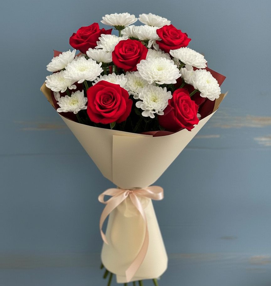 Букет цветов из: Розы и Хризантемы в Никольский