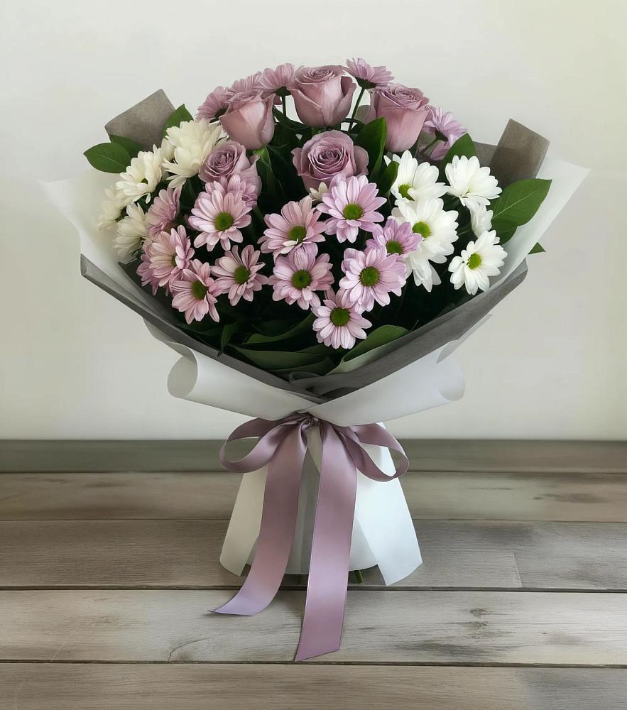 Букет цветов из: Хризантемы и Розы в Никольский