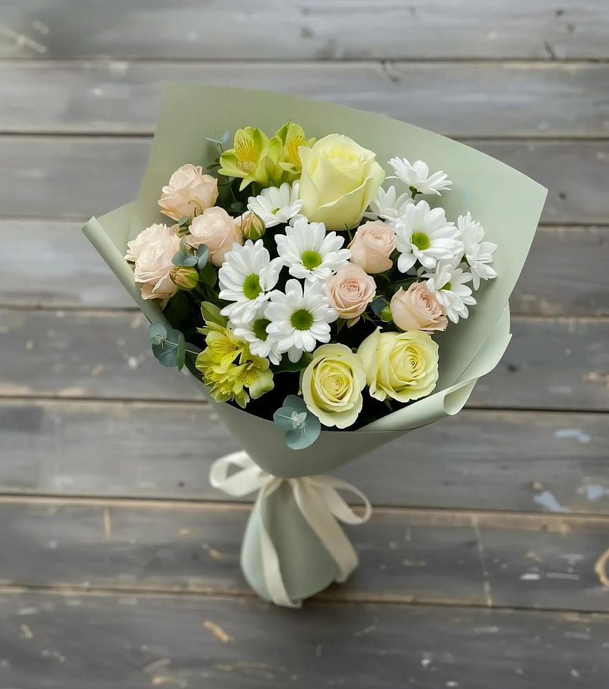 Букет цветов из: Альстромерии, Розы и Хризантемы в Никольский