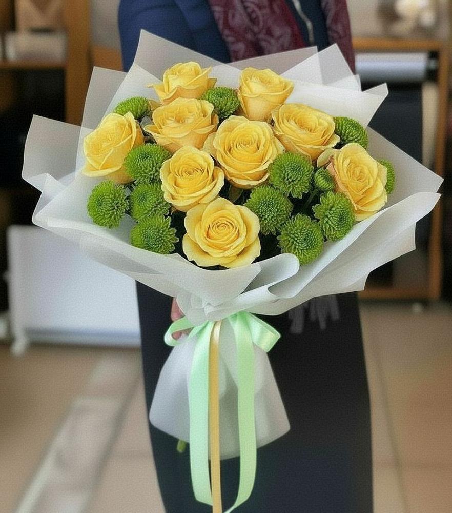 Букет цветов из: Хризантемы и Розы в Никольский