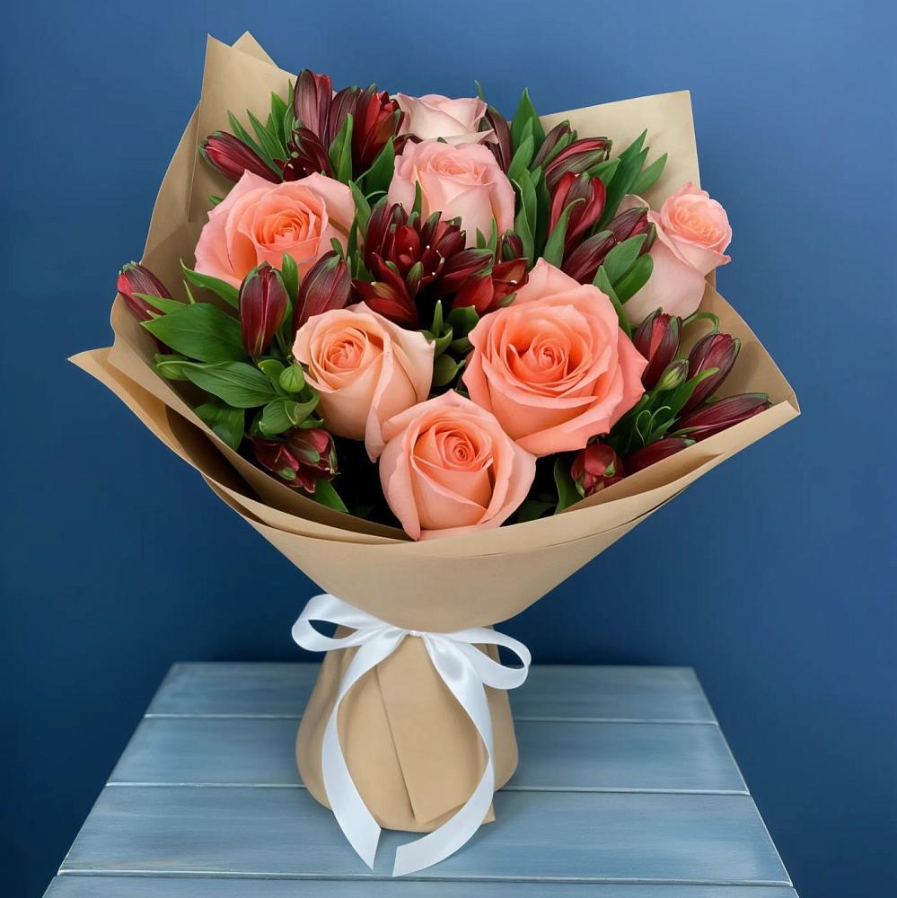 Букет цветов из: Розы и Альстромерии в Никольский