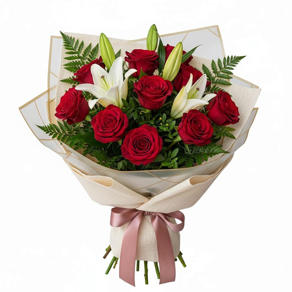 Букет цветов из: Лилии и Розы в Никольский