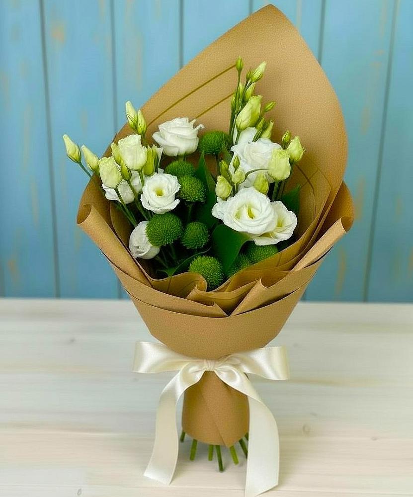 Букет цветов из: Хризантемы и Лизиантусы в Никольский