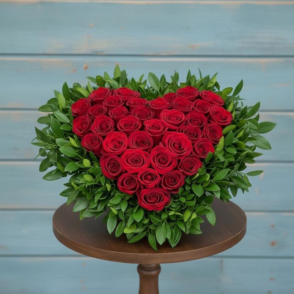 Цветочная композиция из Розы в виде сердца в Никольский