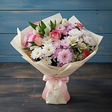 Букет цветов из:  Хризантемы, Альстромерии и Розы в Никольский