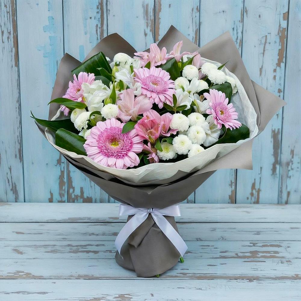 Букет цветов из: Герберы, Альстромерии и Хризантемы в Никольский
