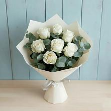 Букет Белые розы в Эвкалипте #REPLACE_PRED# Никольский