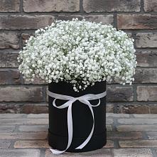 Цветочная композиция из Гипсофила в шляпной коробке в Никольский