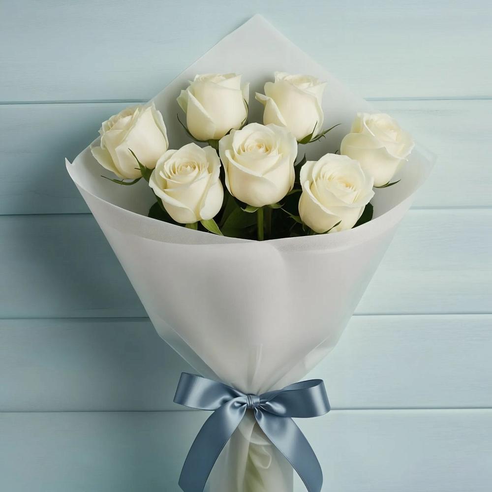 Букет 7 Белых роз Эдлесс Лав в Никольский